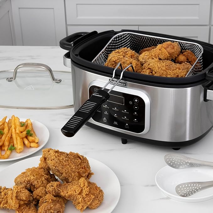 Chef'sChoice Multicooker, Large 6-Quart Capacity Multipurpose Non-Stick Vessel and Variable Temperature Control with Keep Warm and 12 Cooking Presets, 1300-Watts, Stainless Steel