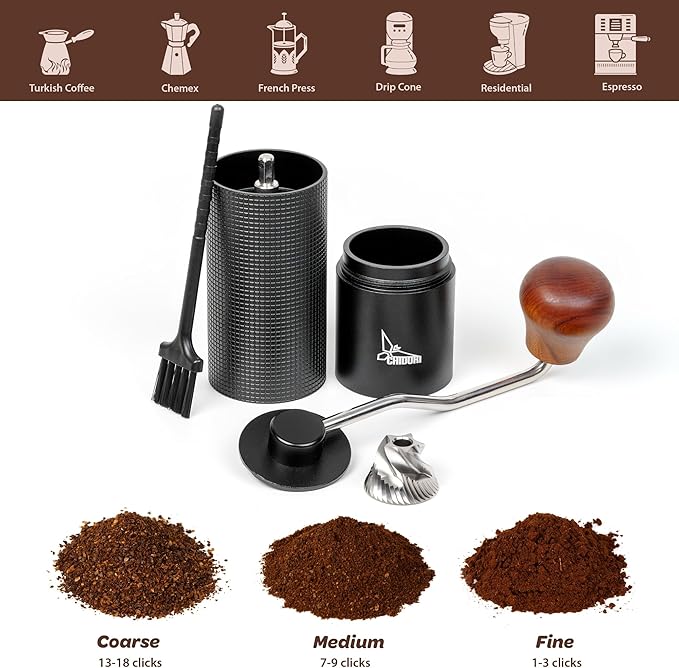 Manual Coffee Grinder, Hand Crank Coffee Grinder for Espresso, French Press, and Pour Over, Portable Coffee Grinder for Camping and Travel