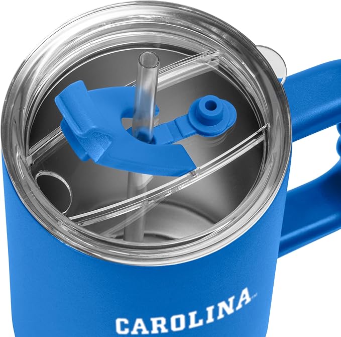 Logo Brands NCAA 40 oz Tumbler with Handle -Stainless Steel Insulated Travel Tumbler with Straw Lid – Powder Coated, Leak-Resistant, Keeps Drinks Hot/Cold – Great for Tailgating, or Everyday Use