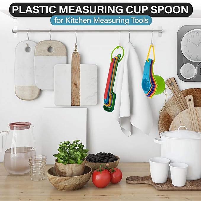 Measuring Cups and Spoons Set of 9, Utensils for Dry and Liquid Ingredients, Copper Kitchen Accessories, Rose Copper Decor for Home, Stackable, Sturdy Stainless Steel (Multicolored)