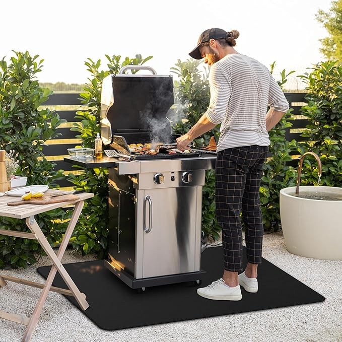 Under Grill Mat for Outdoor Grill,Double-Sided Fireproof Grill Pad,Perfect for Outdoor Barbecue Spots,Fireproof, Waterproof, and Oilproof (48 * 70inch)