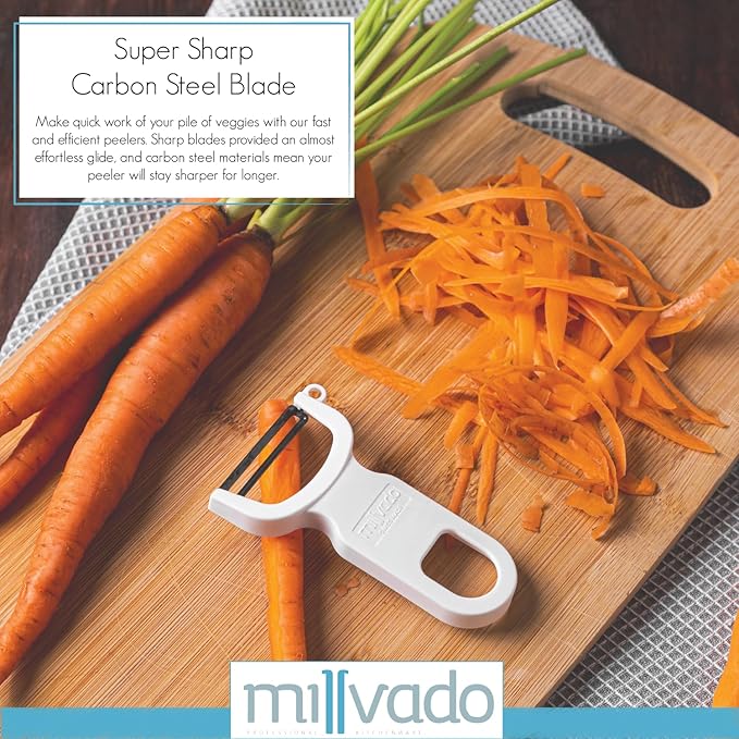 Vegetable Peeler, Swiss Made Sharp Peelers for Kitchen, Set of 3 Y Peeler for Potatoes, Apple Peeler, Vegetables, Fruits, Carbon Blade, Dishwasher Safe