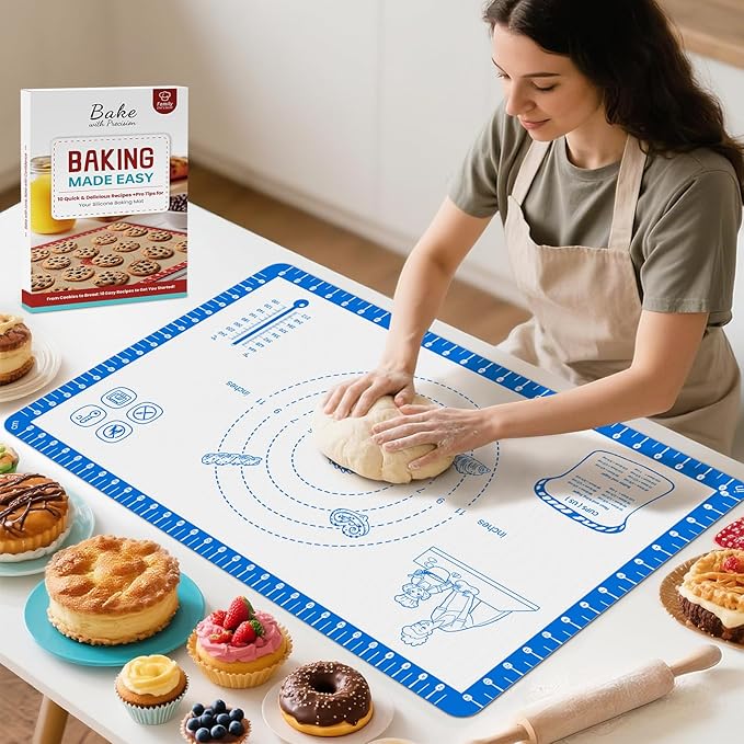 Baking Mats Silicone for Baking Sheet, Non Stick Pastry Mat for Dough Rolling, Silicone Macaron Baking Sheet for Cookie, Pizza, Surdough, Bread,Dough Rolling out