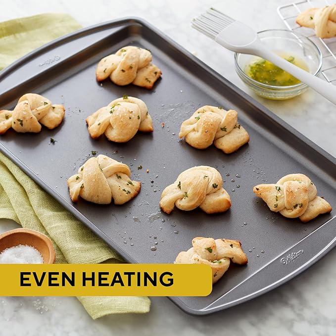 Wilton Perfect Results Nonstick Medium 15 x 10 in Cookie Baking Sheets Set, 2-Piece Steel Bakeware, Scratch-Resistant, Dishwasher Safe