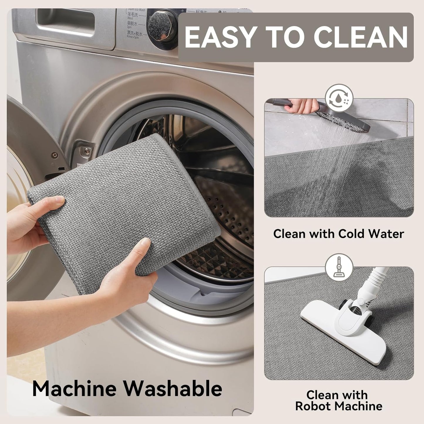 Kitchen Mat Set of 2 PCS, Kitchen Mats for Floor, Linen-Look Woven Absorbent Kitchen Runner Rugs Non Slip Washable Comfort Standing Mats for Kitchen, Front of Sink