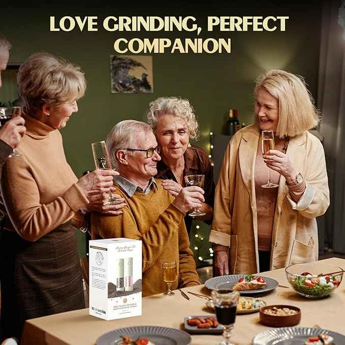 Salt and Pepper Grinder Set Electric Adjustable Coarseness Salt Pepper Grinder Shakers House Warming Gifts Automatic Battery Pepper Mill Shakers Gifts for Women Wedding Registry Must Haves