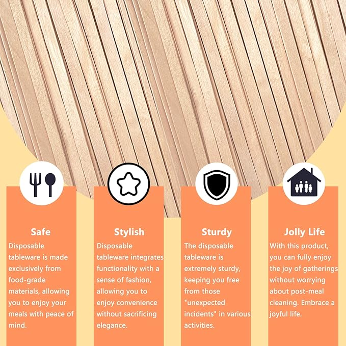KTOJOY 1000 Pack Birch Wood Coffee Stirrers, 7 Inch Sturdy Coffee Stir Sticks, Smooth Round Ends, Splinter-Free Disposable Stir Sticks for Coffee, Cocktails, Office, Home Use