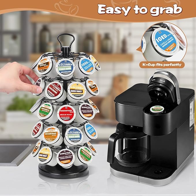 BLACKSMITH FAMILY K Cup Holders,K Cup Holder, K Cups Holder,K Cup Carousel, Coffee Pods Holder Storage Organizer Stand,No Assembly Required,Black (40 Pods Capacity Easy Assembly Glossy Black)