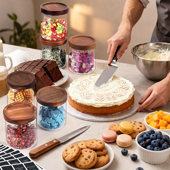 Glass Spice Jars Seasoning Containers Small Glass Jars with Lids Airtight Food Storage Canister for Kitchen Pantry Sugar Tea Coffee Bean Nuts Cookies Herbs Salt (473ml/16oz-1 pcs)