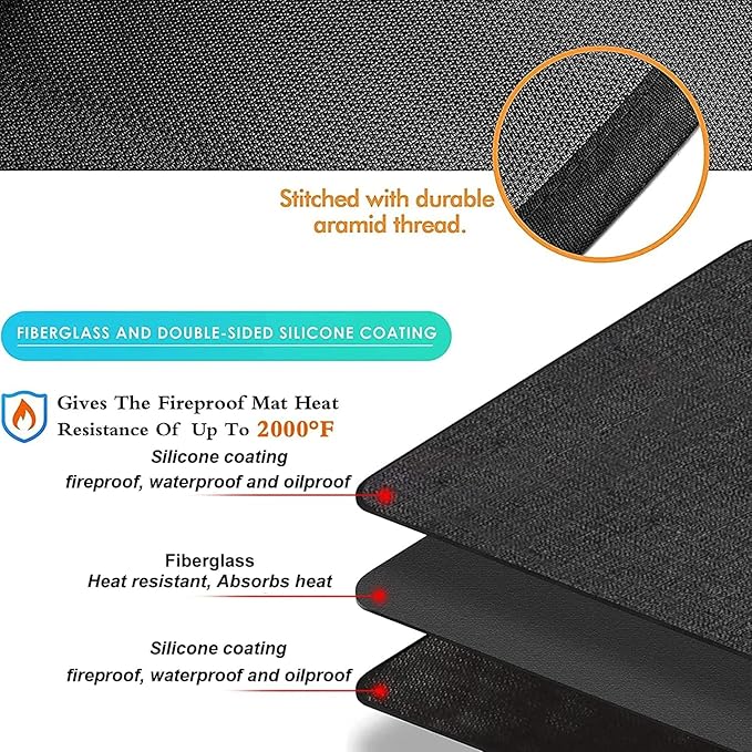 UBeesize Large 65 x 48 inches Under Grill Mat for Outdoor Grill,Double-Sided Fireproof Grill Pad for Fire Pit,Indoor Fireplace Mat Fire Pit Mat,Oil-Proof Waterproof BBQ Protector for Decks and Patios