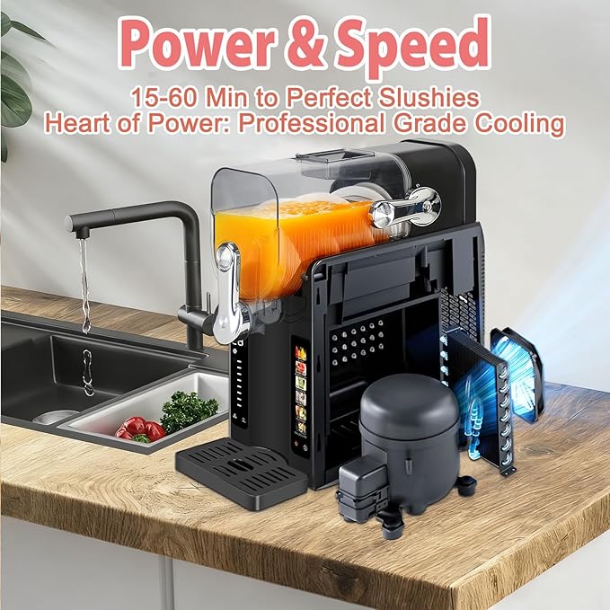 Slushie Machine for Home - 88oz Frozen Drink Maker Slushy Machine, 2-In-1 Soft Ice Cream Maker, 6 Preset Programs| Slushie, Cocktails, Frappés, Ice Cream, Smoothies, Milkshakes (Screen Version）