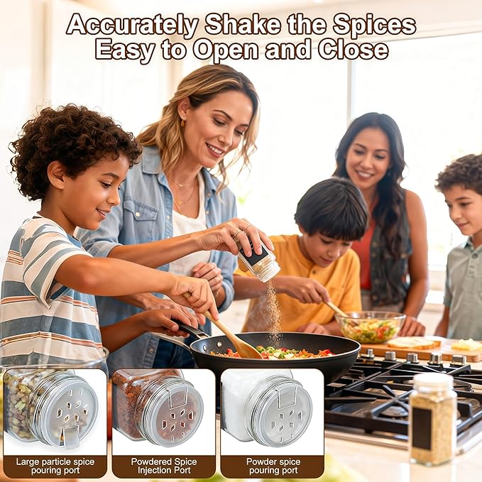 Glass Spice Jars with Label, 36 Pcs Spice Jars with Shaker Lids-4 oz Gold Spice Seasoning Jars Bottles Containers Set for Spice Rack (36)