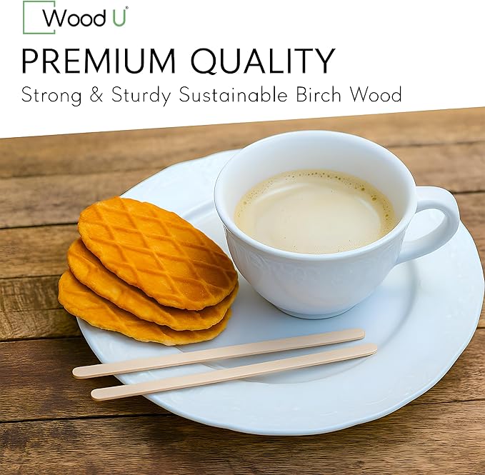 Disposable Coffee Stir Sticks 5.5” 1000 pcs - Eco friendly Round Edge Wooden Coffee Stirrers