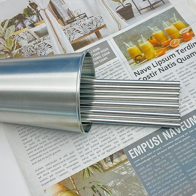 Metal Straws 100 Pack. 8.5" Reusable Stainless Steel Straight Straws in Bulk Order for Drinks.Drinking Straws Wholesale for 30 oz & 20 oz Tumblers Yeti Water Bottle(8.5" - Silver, 100pcs - Straight)