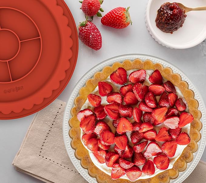 Webake 11-Inch Silicone Flan Tart Pan, Nonstick Large Maryann Cake Pan Torte Pan, BPA-Free