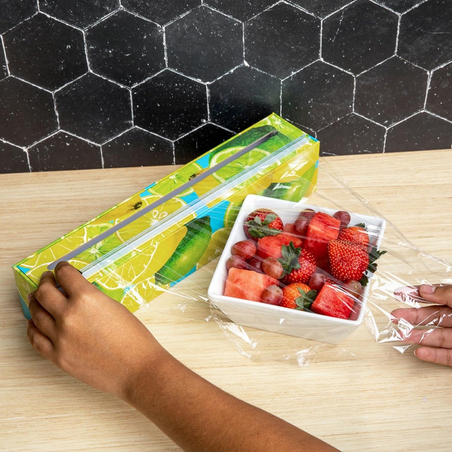Plastic Wrap Organizer - 12" x 250' Roll Cling Film Dispenser - Aluminum Foil Dispenser - Reusable Slide Cutter