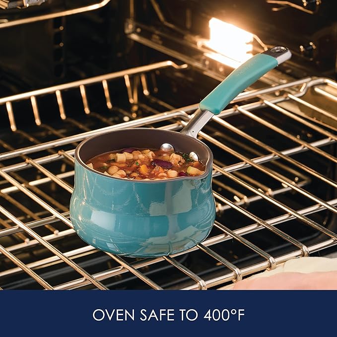Rachael Ray Cucina Nonstick Butter Warmer, Hard Porcelain Enamel Aluminum, 0.75-Quart, Agave Blue - 16346
