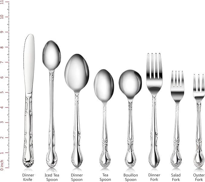 New Star Foodservice 58857 Rose Pattern, 18/0 Stainless Steel, (60 Piece Flatware Set)