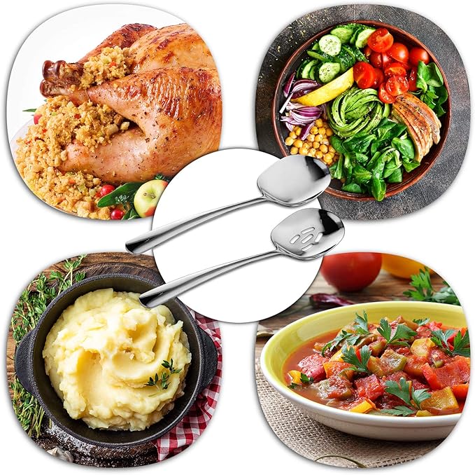 SOLEADER Extra Large Serving Spoons for Buffet, 12 Inch Stainless Steel Serving Spoons, Big Spoons for Serving Food, Pack of 6