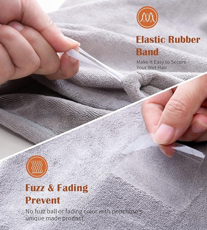 POPCHOSE Microfiber Hair Towel Wrap, Fast Drying Hair Turban, Soft Ultra Absorbent, Gifts Stocking Stuffers for Women, No Frizz Hair Wrap Towels for Women Wet Hair, Curly, Longer, Thicker Hair