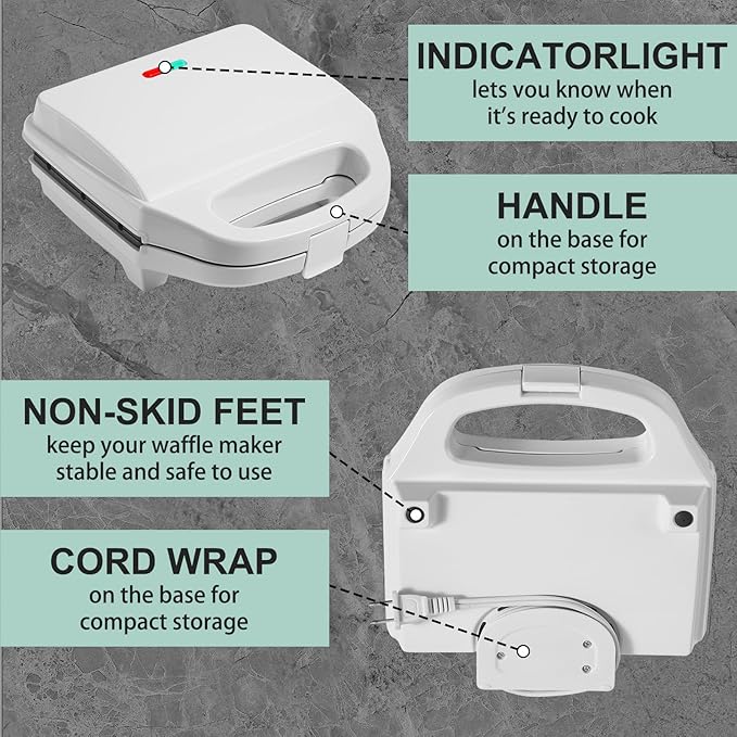 Corn Dog Waffle Maker, Hot Dog Waffle Machine with Non-stick Coating Plate, Hot Dog Maker Toaster Make 6 Corn Dogs, Corn Dog Waffle Machine Make Corn Dog in Minutes, Easy to Clean, White