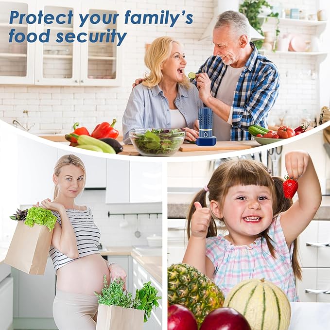 Cudinham Fruit and Vegetable Purifier Cleaner Washing Machine Capsule Shape Disinfection OH-ion Purification Technology for Cleaning Veggie Grains Rice Meat Seafood, Blue
