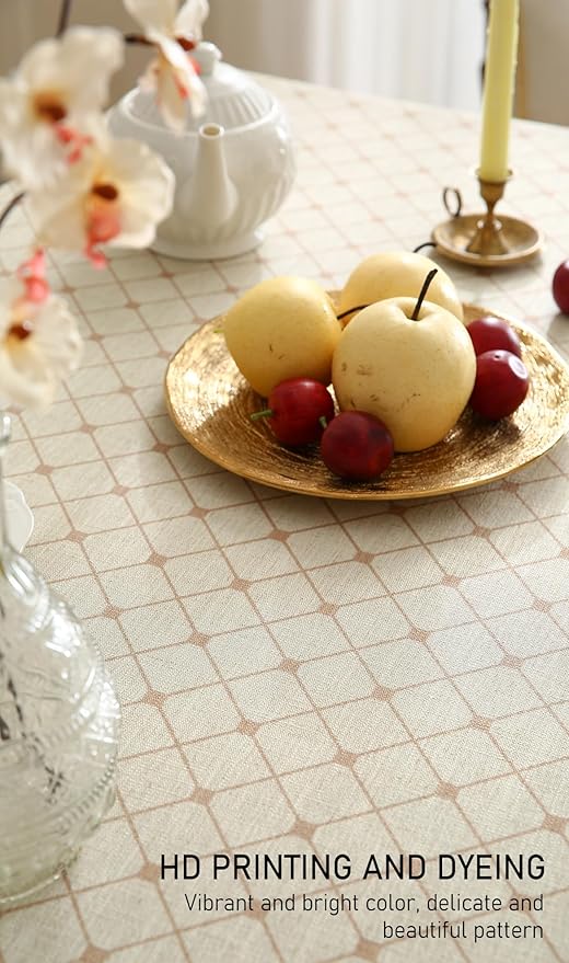 ISAENNE Designer Vintage Linen Floral Long Tablecloth Rectangle,Fall Colorful Modern Table Cloth,Anti-Wrinkle Decor Tablecloths for Dining Thanksgiving Kitchen Christmas,63"*102"-Bertina E