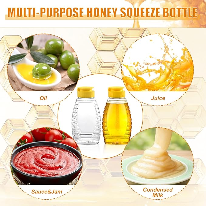 8.8 oz Clear Honey Bottles Bulk, 32 Pcs Squeeze Honey Jar with Flip Lid Empty Refillable Honey Container Leakproof Honey Squeeze Bottle for Storing and Dispensing