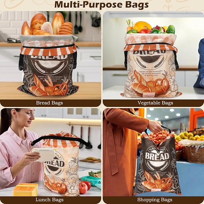 2 Pack Reusable Bread Bags for Homemade Bread, 17"×13" Sourdough Bread Storage Bags with Bowl Cover - Keep Loaf Fresh and Easy to Wash(Loaf Bread Style)