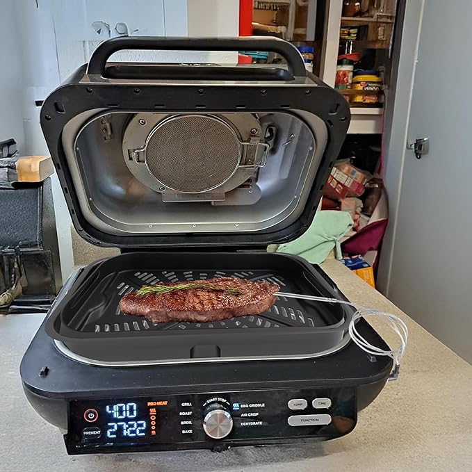 Foodi XL Grill Combo Crisper Basket & Meat Probe Kit for Ninja FG551/FG550 Foodi XL Grill, Non-Stick Air Fryer Basket for Ninja Foodi Smart XL DG551/DG651 Accessories, with Smart Thermometer Probe