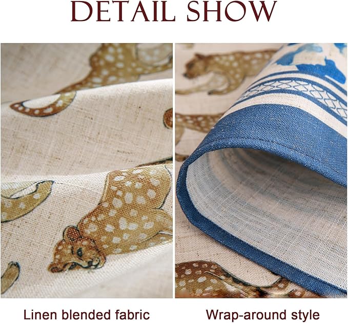 patdrea Designer Leopard Animal Linen Round Table Cloth,Soft Breathable Anti-Wrinkle Tablecloth,Decoration Table Cover for Kitchen Dining,Holiday Christmas,Thanksgiving,Party,Diameter 55"-from