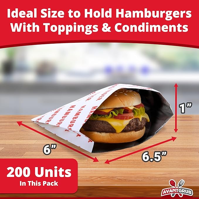 Retro, Grease Proof Burger Wrappers 200 Pk. Great BPA Free Cookout Supply. Pro Quality Bulk Hamburger Bags Are Large and Insulated. Allergen Friendly BBQ Foil Paper Perfect For Baseball Themed Party.