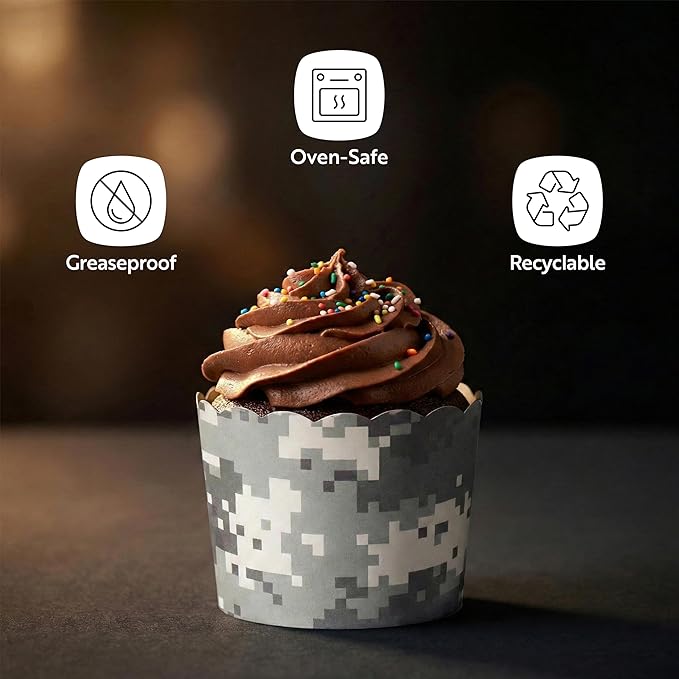 Restaurantware Baking Cups 200 Pack of 6 oz Paper Cupcake Liners Greaseproof Scalloped Oven-Safe Elegant Dessert Muffin Cups Disposable for Parties