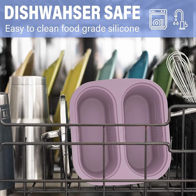 Mossime Silicone Soup Freezer Molds: 1 Cup Silicone Freezer Trays with Lid - 4 Packs Easy Release Soup Freezer Containers - 250ml 125ml Portion Large Cubes for Ice Soup (2, Blue/Purple)