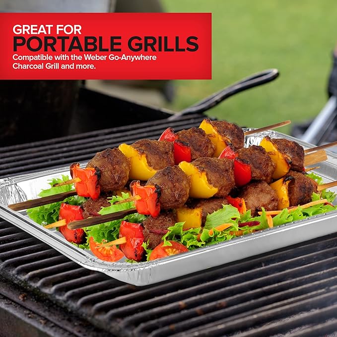 Stock Your Home Disposable Aluminum Foil Broiler Pan for Oven (25 Pack) Sheet Pans for Grilling, Roasting Rack, Trays with Ribbed Surface for BBQ Grill-Like Texture