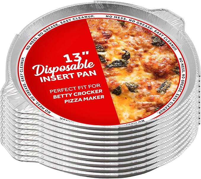 12" Pizza Oven Insert Pan (25-Pack) - Disposable Aluminum Liner for Countertop Pizza Makers, Fits Betty Crocker Pizza Maker, Piezano & More