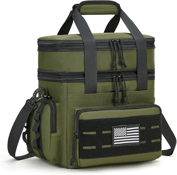 holuxer Tactical Lunch Bag & Lunch Box for Men - Large Double Deck Expandable Insulated Soft Adult Lunchbox for Work - Cooler Bag for Beach, Picnic, Camping,Outdoor，Travel (Green,16L)