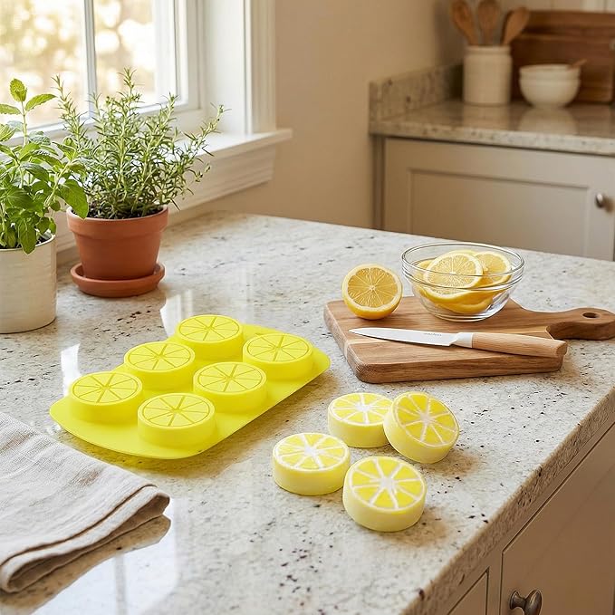 3D Lemon Candy Mold, 2 Pack Silicone Fruit Molds, Ymapinc Reusable Baking Mold for Chocolates, Jellies, Candles & Desserts, Oven/Dishwasher Safe Candy Making Supplies