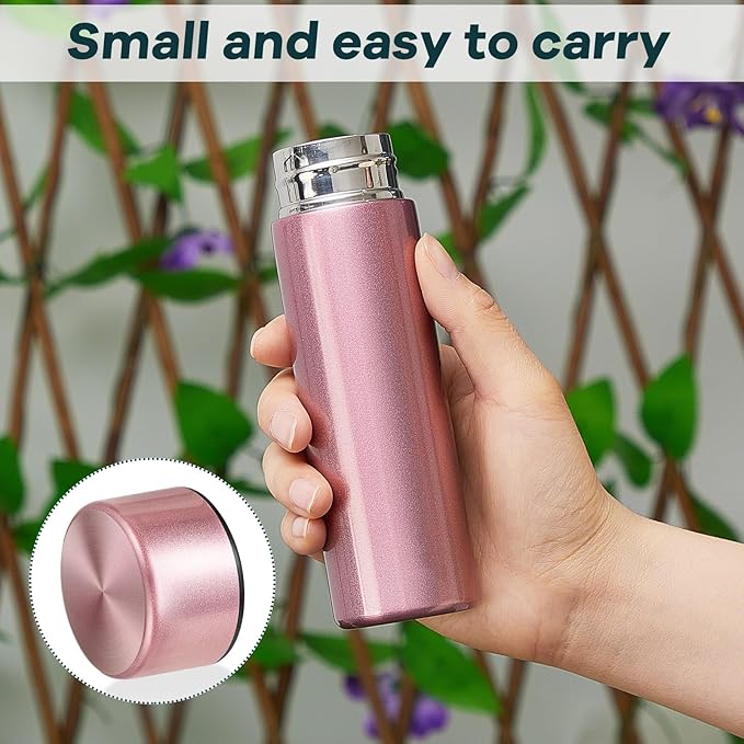 Irenare 5oz Mini Water Bottle Mini Insulated Stainless Steel Bottle Purse Water Bottle Cute Leak Proof Flask Keeps Drink Cold and Hot for Purse Women(Pink,1 Piece)
