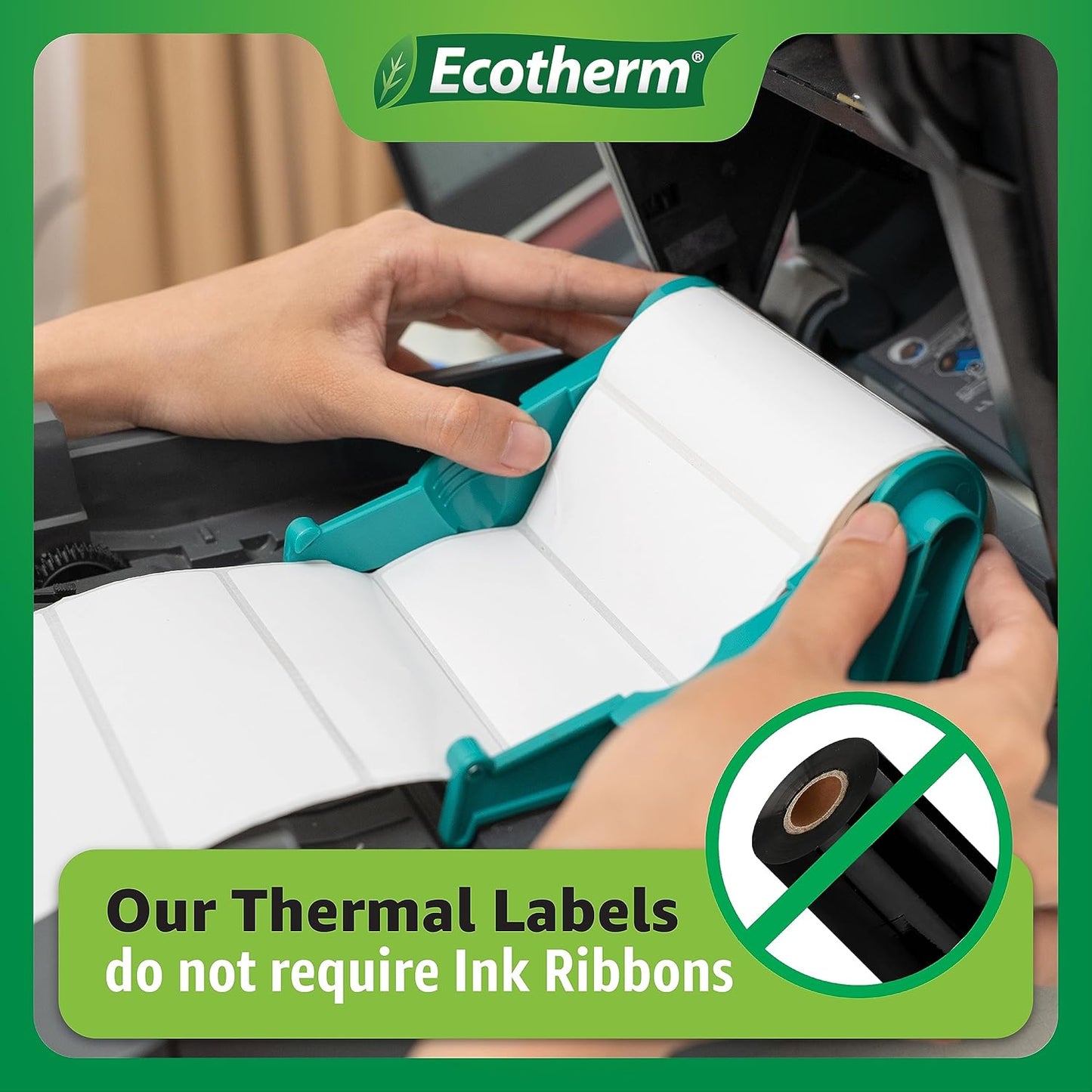 3.5" x 1" Thermal Labels | 4 Rolls | 5360 Labels | fits Zebra, Munbyn, Rollo, Godex, Arkscan, iDPRT, Offnova Thermal Label Printers and More | Blank White Adhesive Stickers by Ecotherm