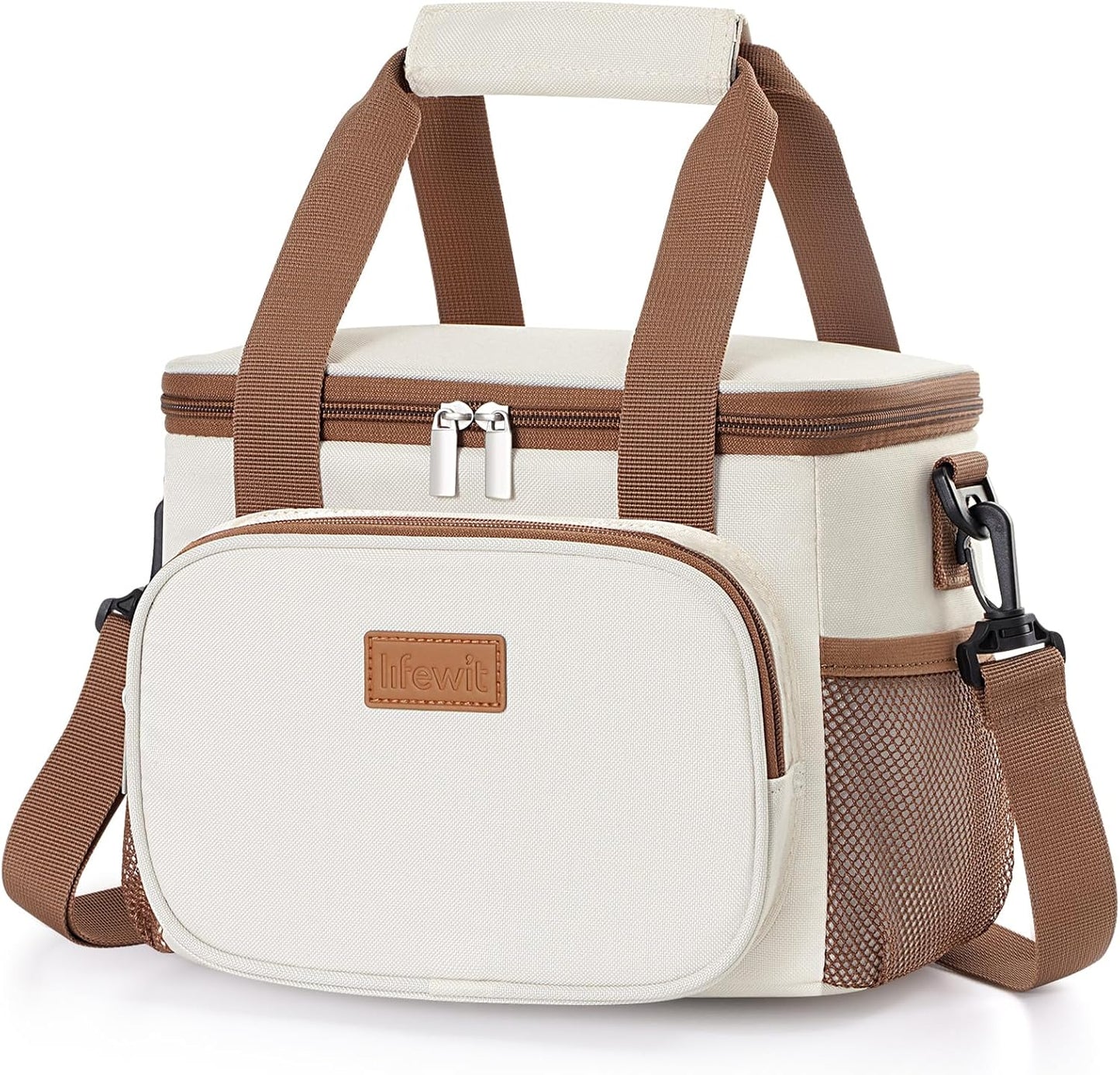 Lifewit Medium Lunch Bag Insulated Lunch Box Soft Cooler Cooling Tote for Adult Men Women, Beige 12-Can (9L)