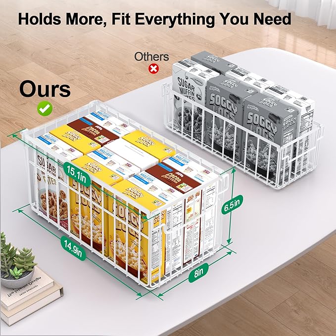 Freezer Organizer Bins, 4 Pack Stackable Deep Chest Freezer Organizer Bins, Foldable Baskets with Handles, White Storage Container Baskets for 5/ 7 Cu.FT Sort Frezen Meats