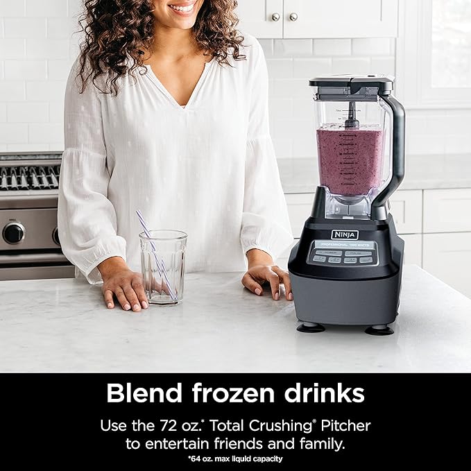 Ninja Kitchen System | All-in-One Food Processor & Blender for Smoothies | Includes Pitcher, Travel Cup, & 8-Cup Bowl | Makes Salsa, Dough, Shakes, & Frozen Drinks | 120 Volts | Black | BL770AMZ