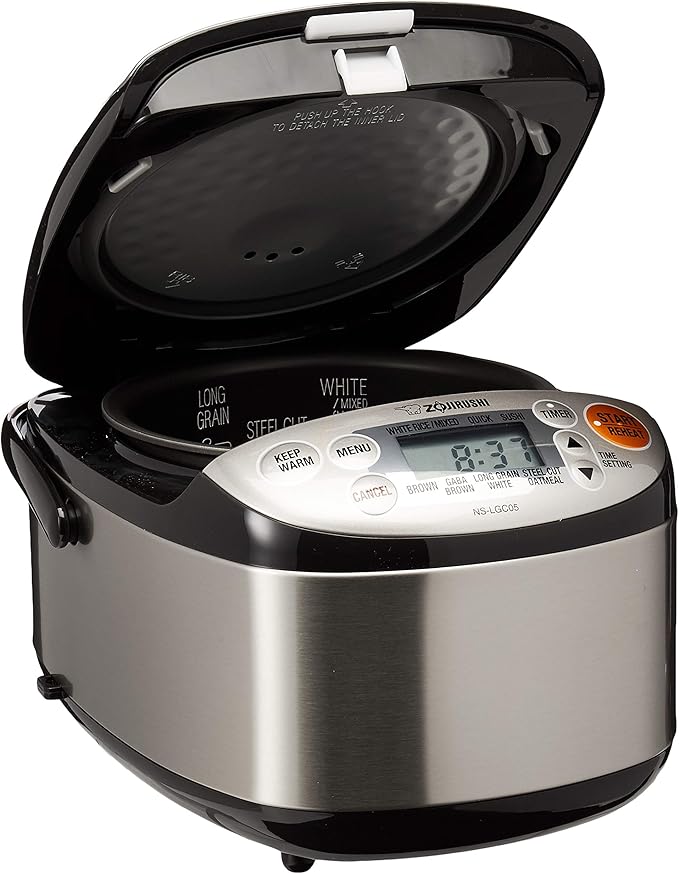 Zojirushi NP-NWC10XB 5.5-Cup Pressure Induction Heating Rice Cooker and Warmer (Stainless Black) & NS-LGC05XB Micom Rice Cooker & Warmer, 3-Cups (uncooked), Stainless Black