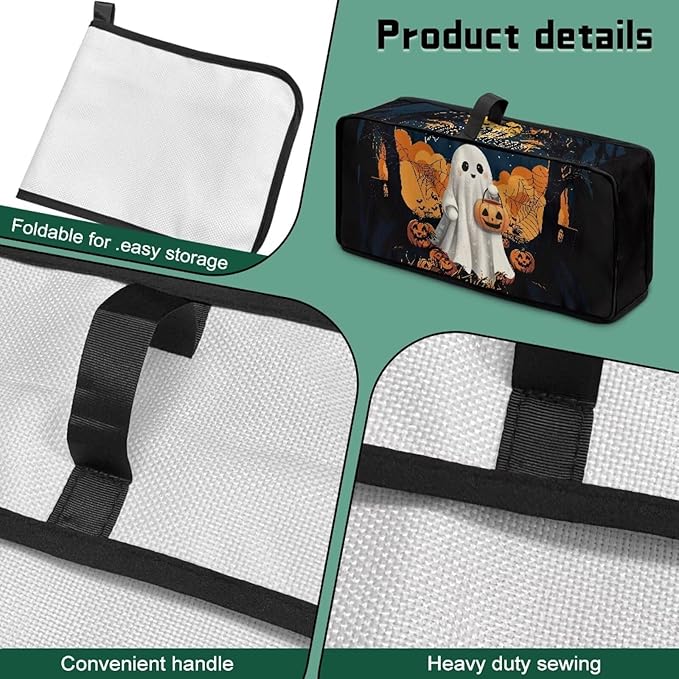 Halloween Ghost Toaster Cover 2 Slice Water-Resistant Folding 2 Slice Slim Toaster Cover, Heat-Resistant Dustproof Protective Covers for Small Appliance
