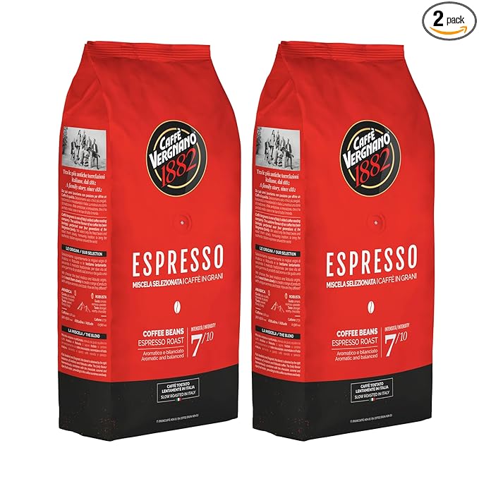 Coffee Beans 4.4 lb Bulk Whole Bean Espresso - Caffe Vergnano Medium Roast Arabica Robusta Blend - Perfect for Expresso Machine, Moka Pot, French Press, Drip Coffee Maker