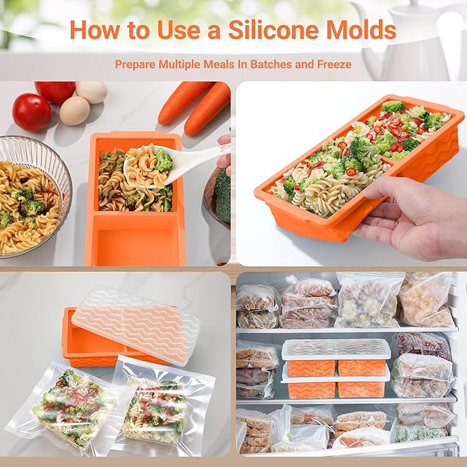 Aopigavi Silicone Freezer Tray with Lid – 2-Cup Soup Freezer Container Molds, Large Ice Cube Trays for Freezing Soup, Sauce & Broth, Meal Prep & Food Storage – Oven & Dishwasher Safe, 2-Pack