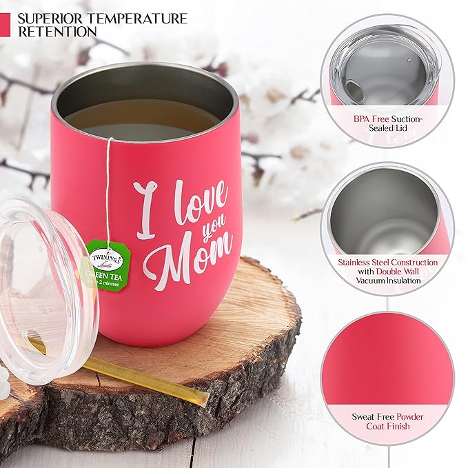 Gifts For Mom - Tea Lovers Gift Basket, Set Includes Temperature Retention Cup 12 Special Blend Teabags & Honey Presented in Beautiful Gift Bag For Mothers Day, Birthday, Get Well, Thinking of You Care Package