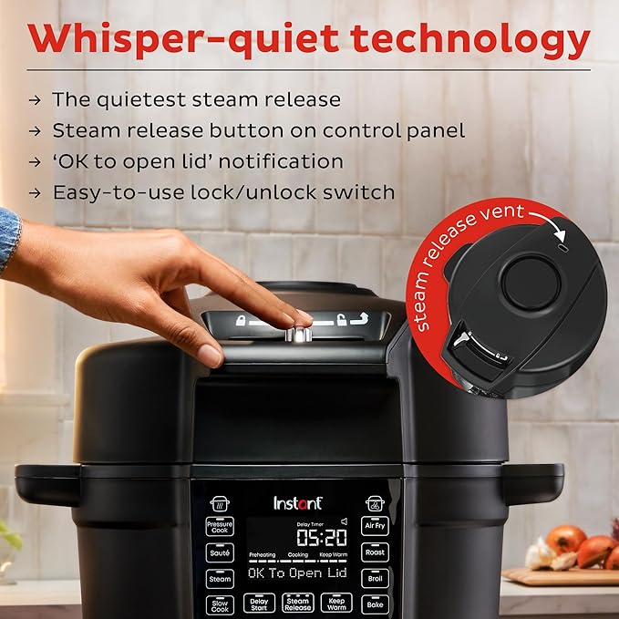 Instant Pot Duo Crisp Ultimate Lid,13-in-1 Air Fryer&Pressure Cooker Combo, Sauté, Slow Cook, Bake, Steam, Warm, Roast, Dehydrate, Sous Vide&Proof, App With Over 800 Recipes,1500 watts,6.5 Quart,Black