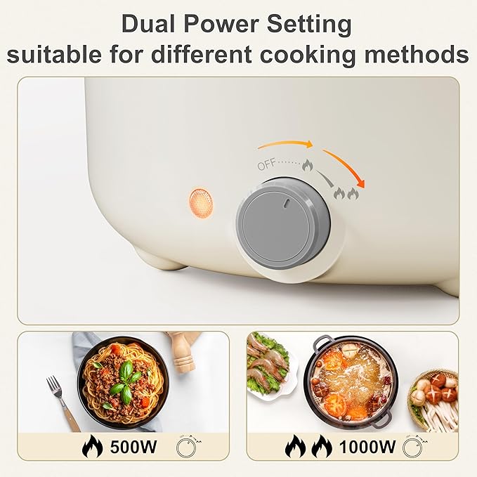 Electric Hot Pot, 3L Multifunctional Non-Stick Electric Skillet, Rapid Noodle Cooker & Frying Pan for Steak, Eggs, Ramen & Shabu Shabu, Perfect for Family Gatherings, Camping, RV Travel & Dorms